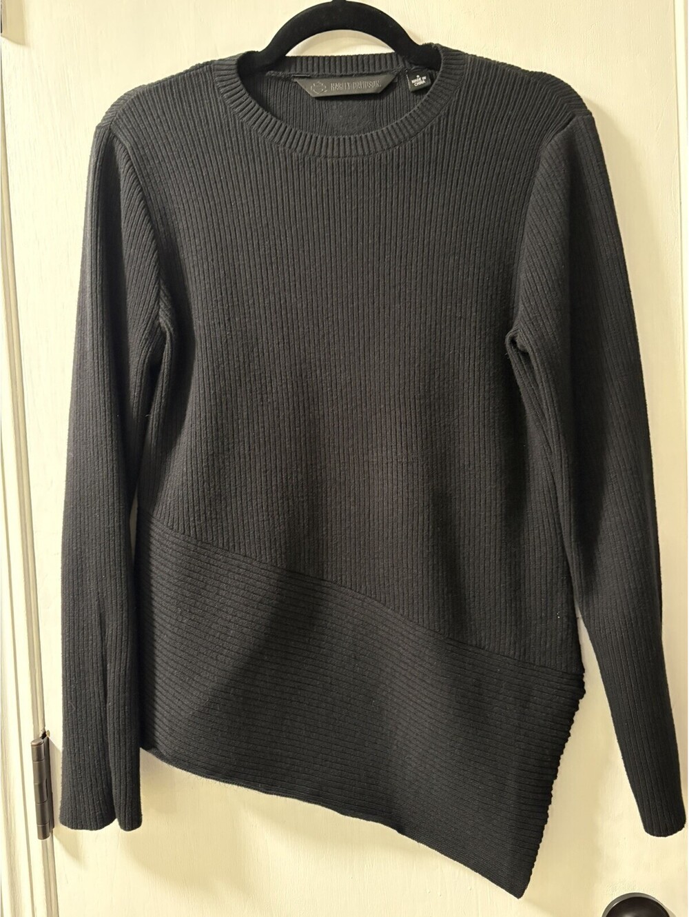 Harley Davidson Motorcycles Black Asymmetrical Sweater Womens Size S